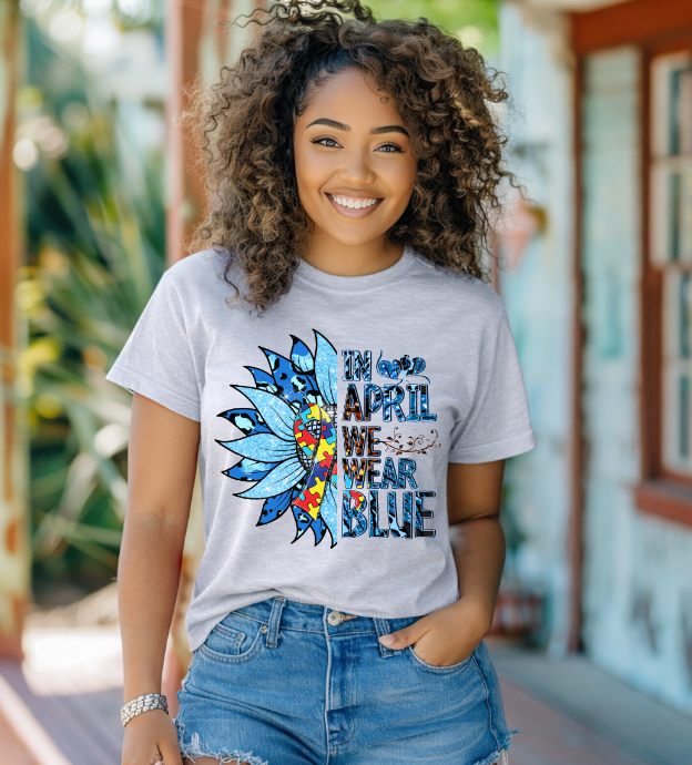 In April We Wear Blue Autism Awareness T-shirt